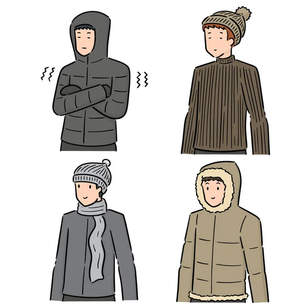 Vektor Set Von Menschen Winterkleidung — Stockvektor