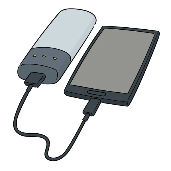 Vektor Készlet Ból Smartphone Keresztül Powerbank Töltő — Stock Vector