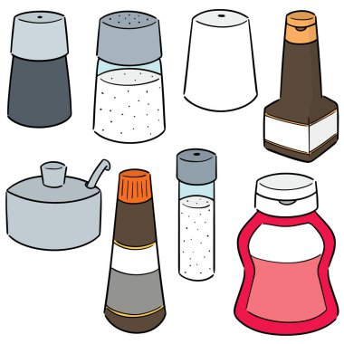 vektör set çeşni şişe