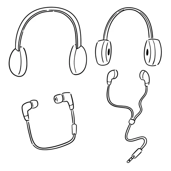 Vektor Set Aus Kopfhörer Und Ohrhörer — Stockvektor