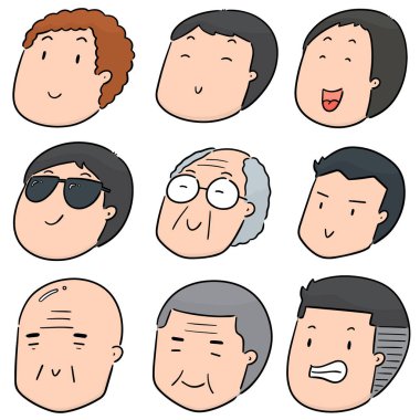 vektör çizgi film yüzü kümesi