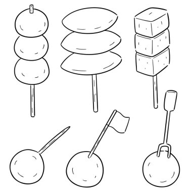 köfte, Balık top, domuz topu ve karides top vektör kümesi