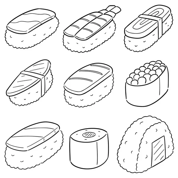 向量集的寿司 生鱼饭 — 图库矢量图片