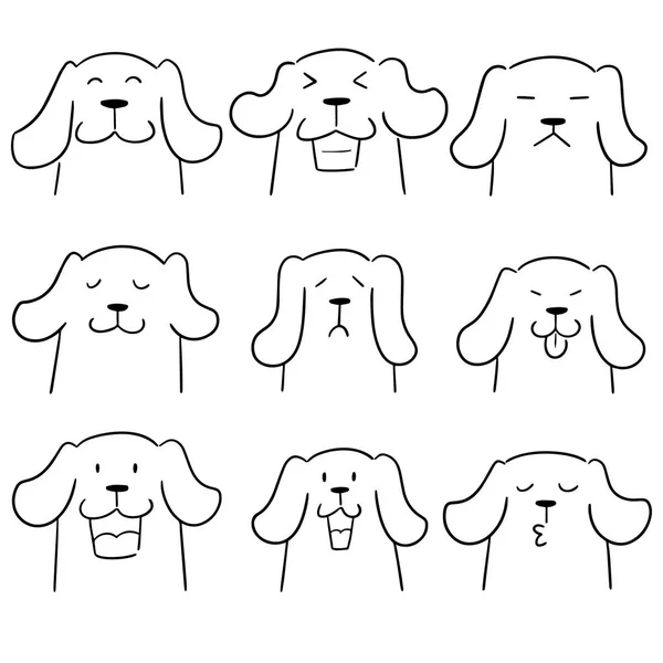 Vector Set Gezicht Hond — Stockvector