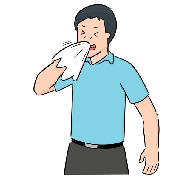 Vector Man Sneezing — Stock Vector