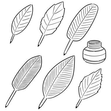 Quill'in ve mürekkep vektör kümesi