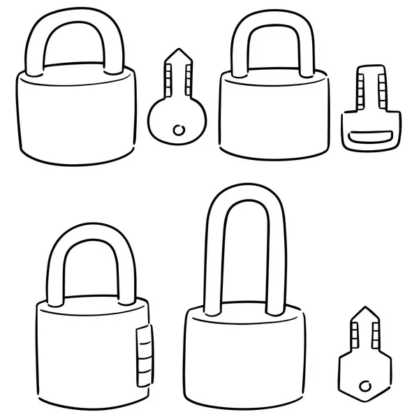 Vektor Set Von Schloss Und Schlüssel — Stockvektor