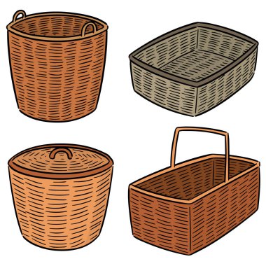 hasır sepet vektör kümesi