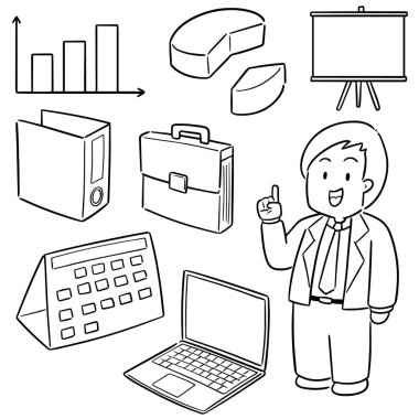 iş adamı ve iş simge vektör kümesi