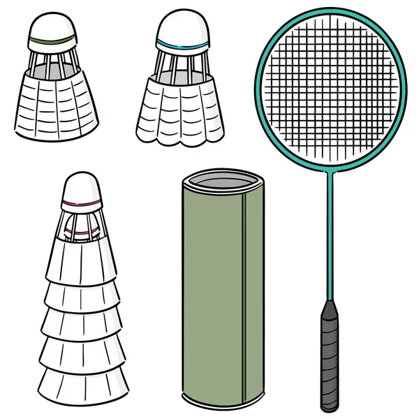 Vector Set Badminton Equipment — Stock Vector