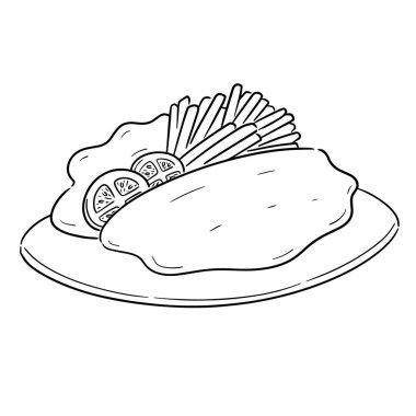 Balık ve cips vektör