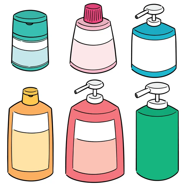 Vector Set Shampoo Liquid Soap Bottle — Stock Vector