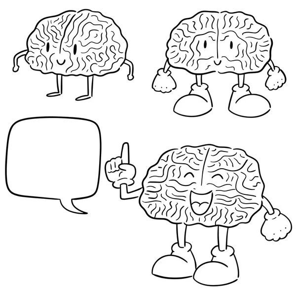 Vector Conjunto Dibujos Animados Del Cerebro — Archivo Imágenes Vectoriales