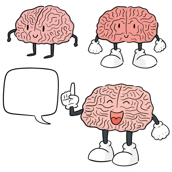 Vector Conjunto Dibujos Animados Del Cerebro — Vector de stock