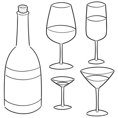 vektör set şarap