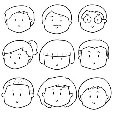 vektör çizgi film yüzü kümesi