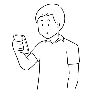 vektör akıllı telefon kullanan adam