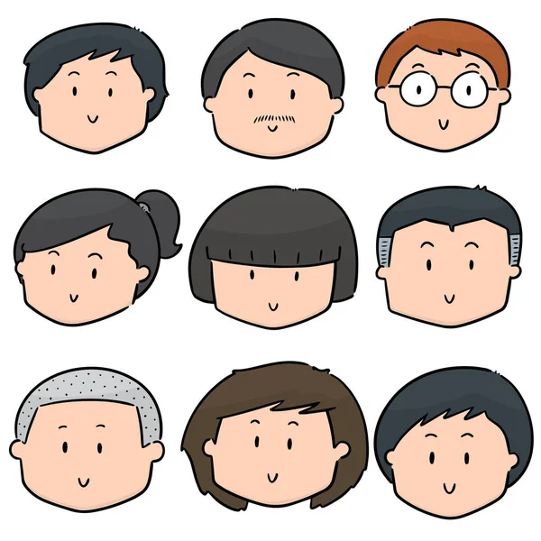 Vector Conjunto Cara Dibujos Animados — Vector de stock