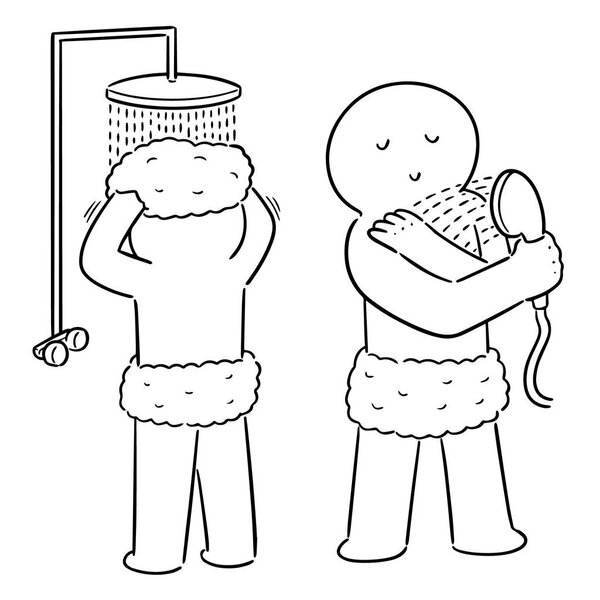 vector set of men showering