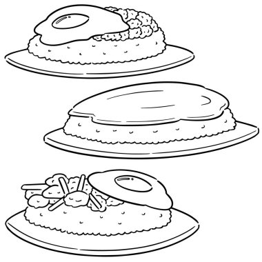 Sahanda yumurta ve pirinç vektör kümesi