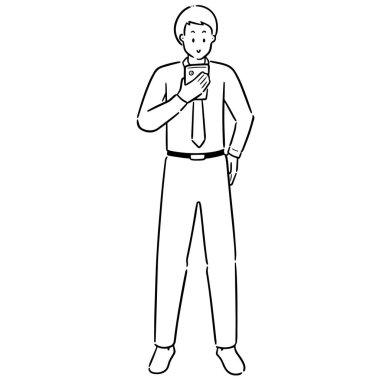 vektör akıllı telefon kullanan adam