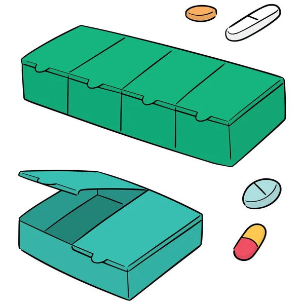 Ensemble Vectoriel Boîte Pilules — Image vectorielle