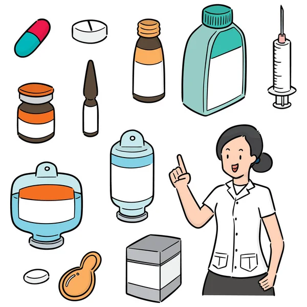 Jeu Vectoriel Pharmacien Médicament — Image vectorielle