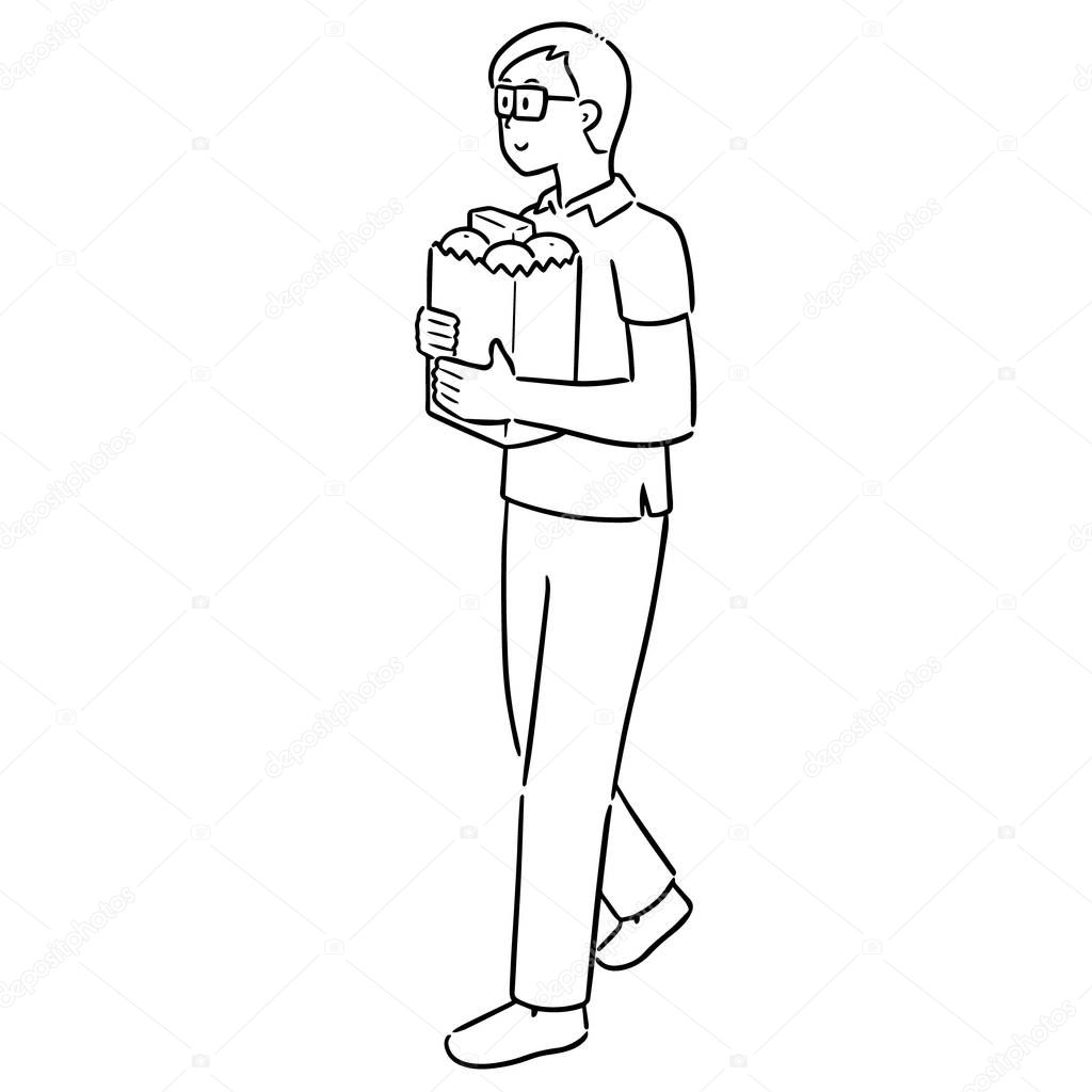 vector of man carrying shopping bag