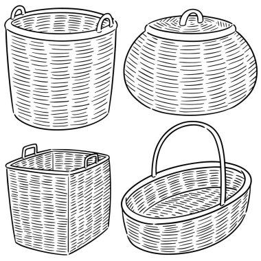 hasır sepet vektör kümesi