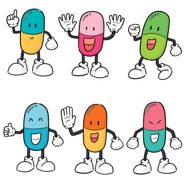 ilaç kapsül çizgi film dizi vektör