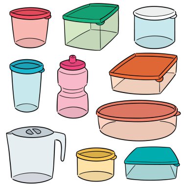 plastik konteyner vektör kümesi