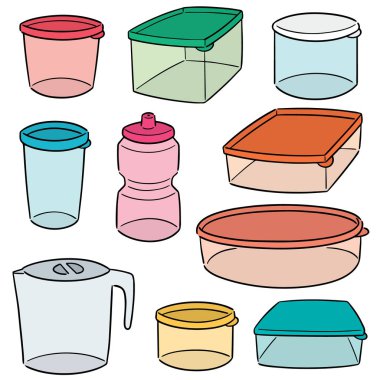 vector set of plastic container clipart
