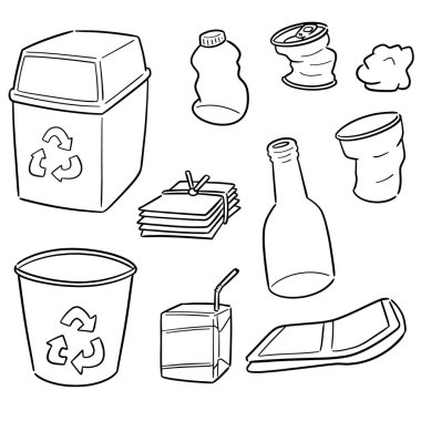 Çöp geri dönüşümü için vektör kümesi
