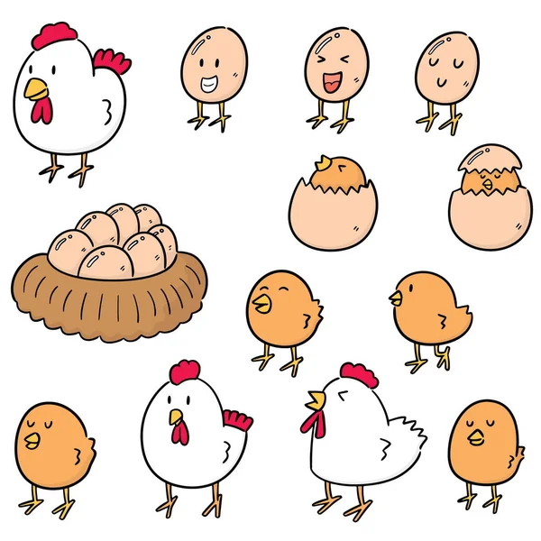 Векторный Набор Курицы Яйца — стоковый вектор