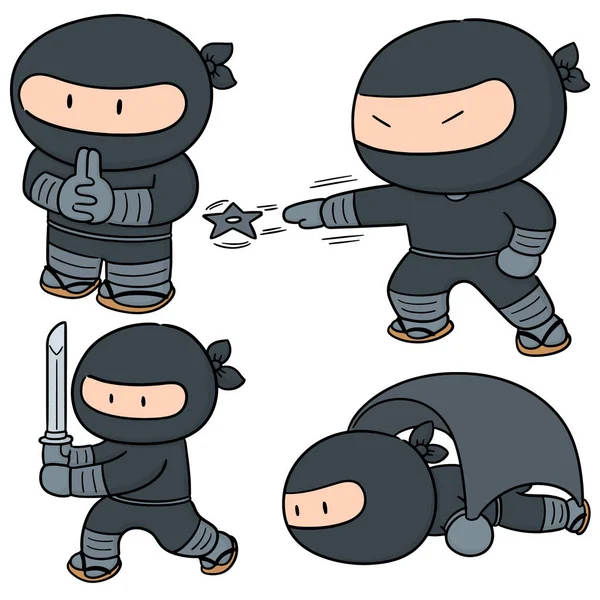 Conjunto Vetorial Ninja —  Vetores de Stock