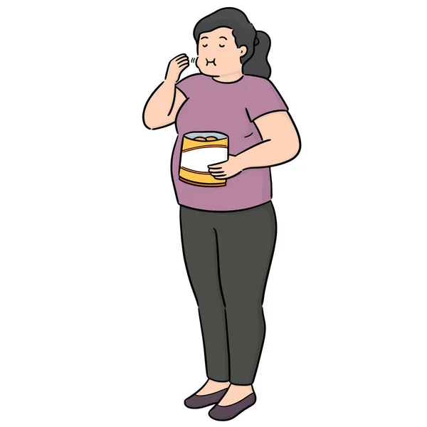 Vector Mujer Comiendo Bocadillo — Archivo Imágenes Vectoriales