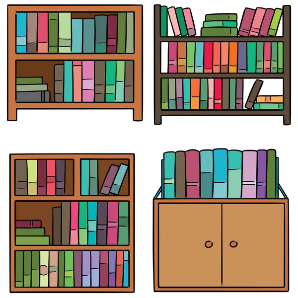 Vector Set Bookshelf — Stock Vector