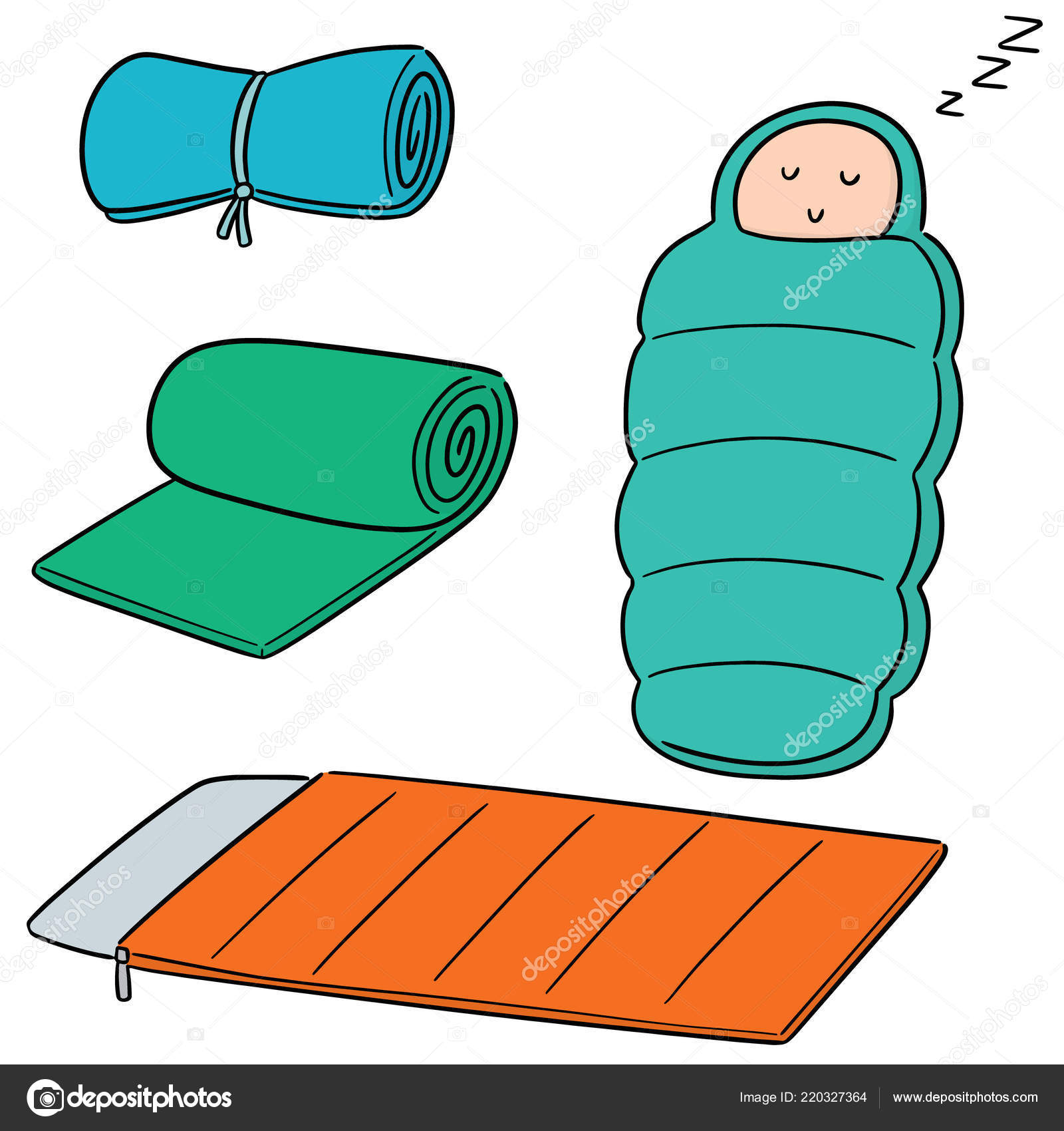 Vector Set Sleeping Bag Stock Vector by ©ourlifelooklikeballoon.hotmail