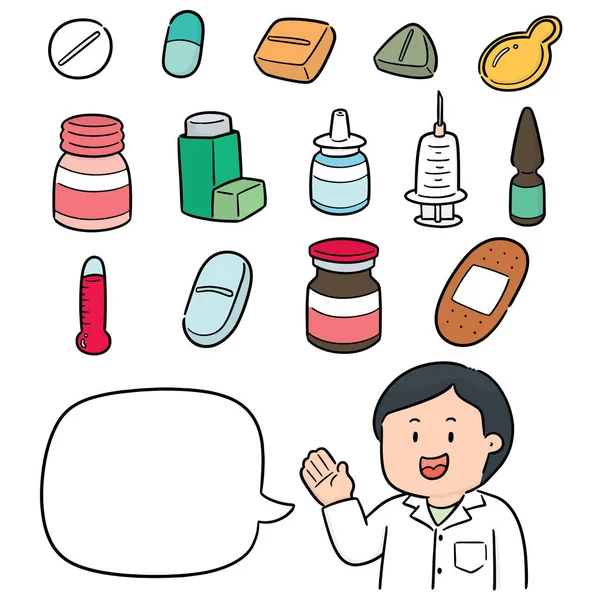 Jeu Vectoriel Pharmacien Médicament — Image vectorielle