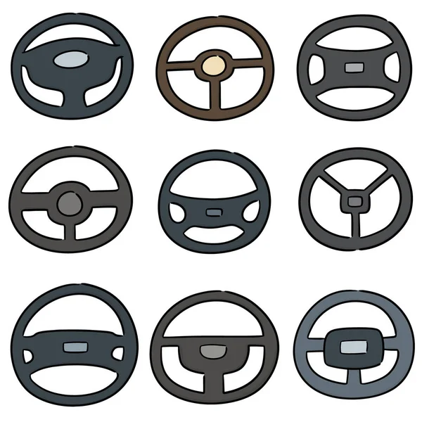 Vector Set Steering Wheels — Stock Vector