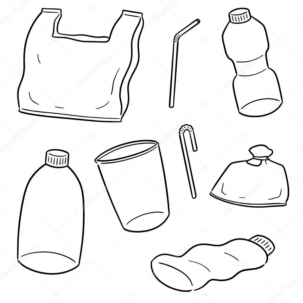 vector set of plastic object