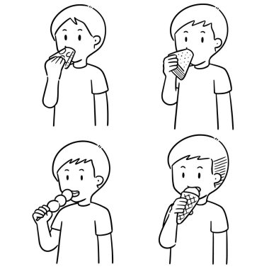 vektör set yeme insan