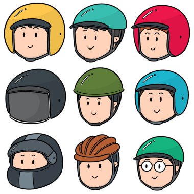 insanlar kask giyen vektör kümesi