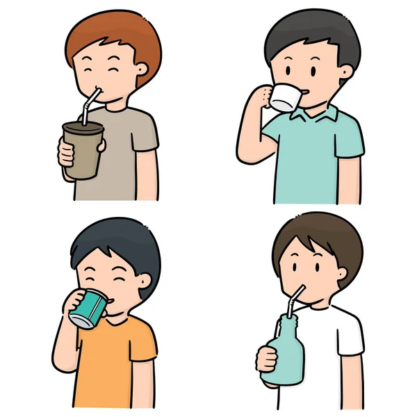 Vector Set Men Drinking — Stock Vector