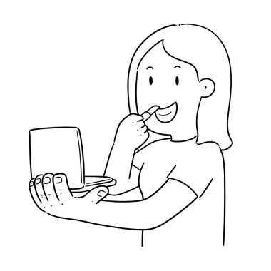 ruj kullanan kadın vektör