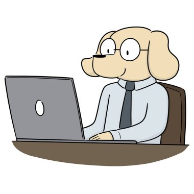 köpek ofis çalışanı vektör
