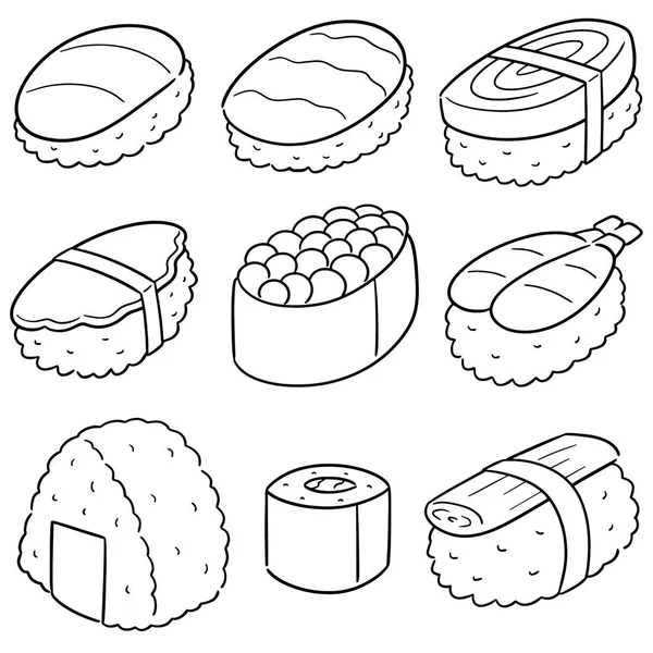 向量集的寿司 生鱼饭 — 图库矢量图片