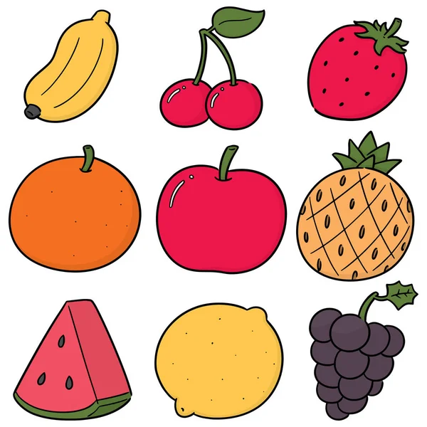 Vektorsatz Von Früchten — Stockvektor