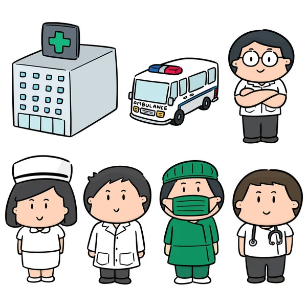 Conjunto Vectores Hospital Personal Médico — Vector de stock