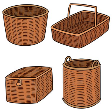 hasır sepet vektör kümesi